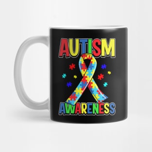 Autism Awareness Day 2020 Colorful Puzzle Ribbon Mug